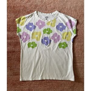 Uniqlo Sou Sou Kyoto UT Floral Print Tee Shirt White Multicolor Size S